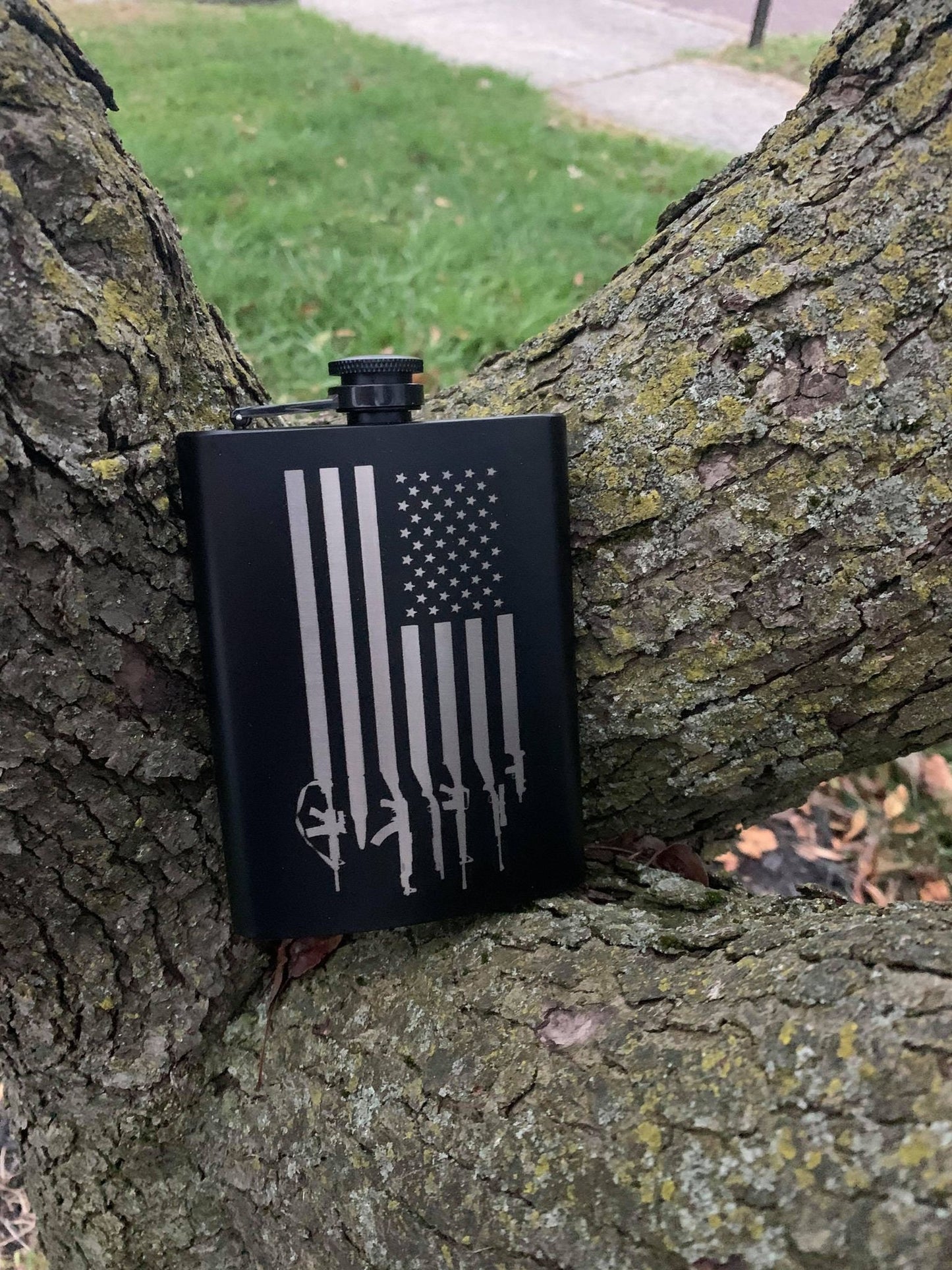 8oz Custom American flag flask