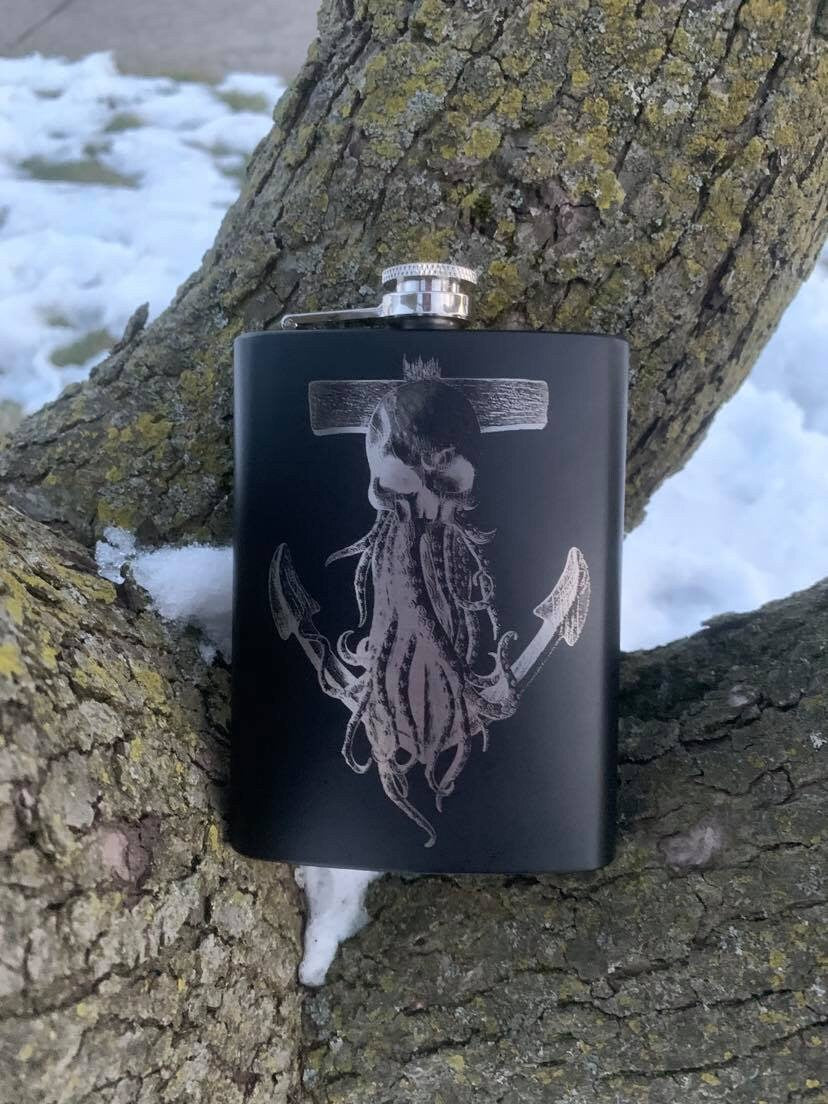 Kraken Anchor Skull Flask