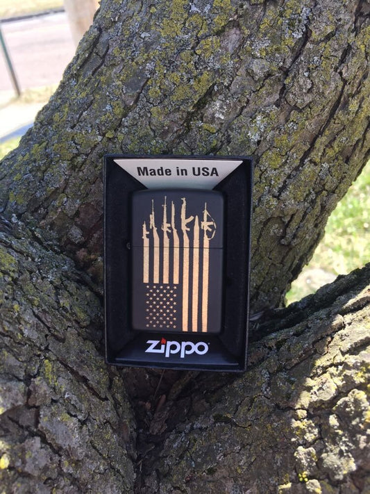 Custom American Gun flag Zippo