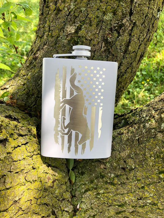 8oz Horse Silhouette Flag Flask